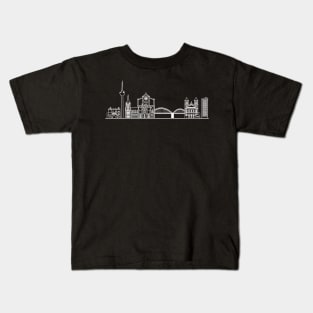 Cologne Skyline in white with details Kids T-Shirt